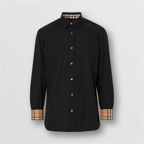 burberry stretch cotton poplin shirt black|burberry check shirt.